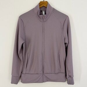 Adidas Women's Ultimate365 Textured Golf Jacket Preloved Fig Color Size Large